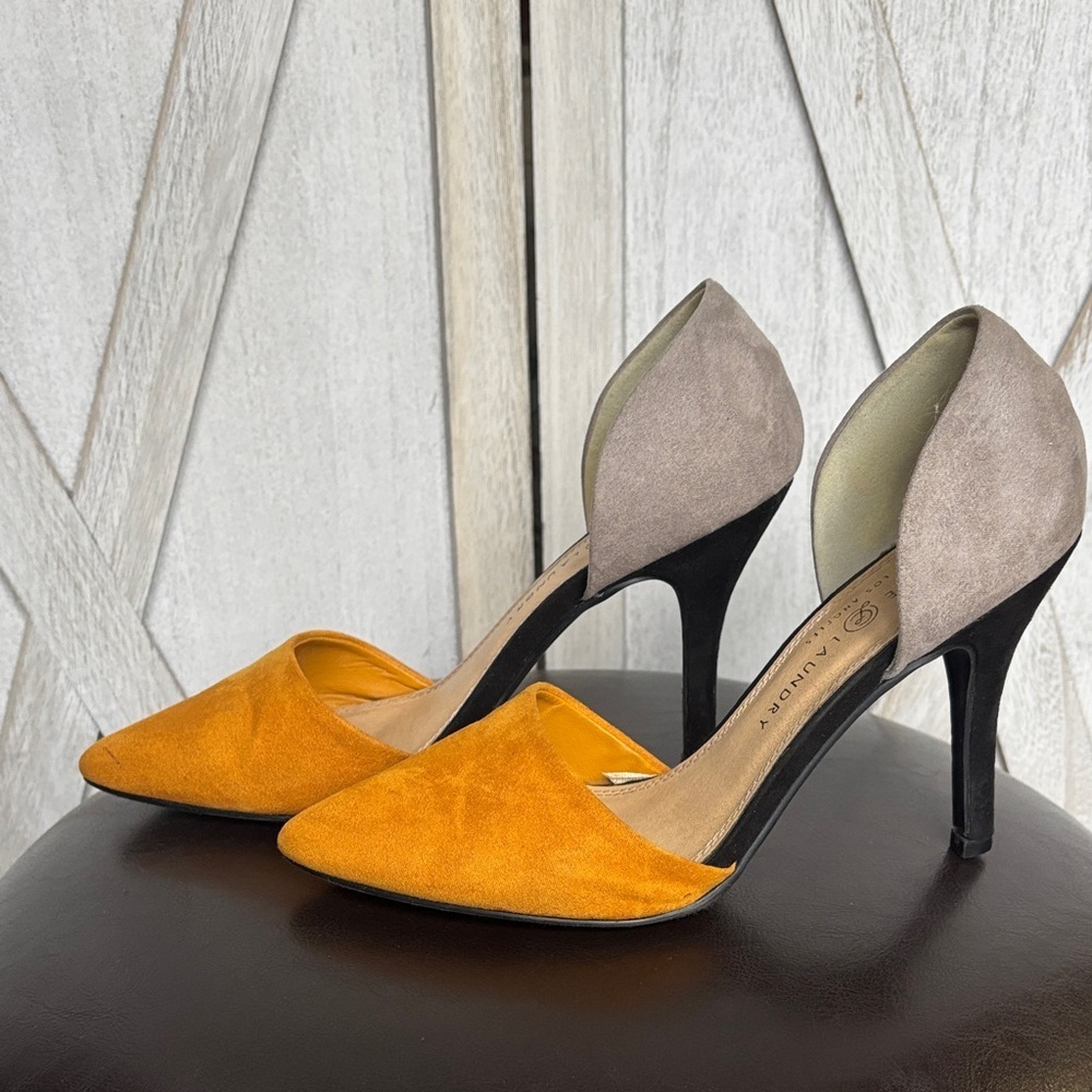 Chinese Laundry Mustard and Gray Heels - Picture 6 of 9